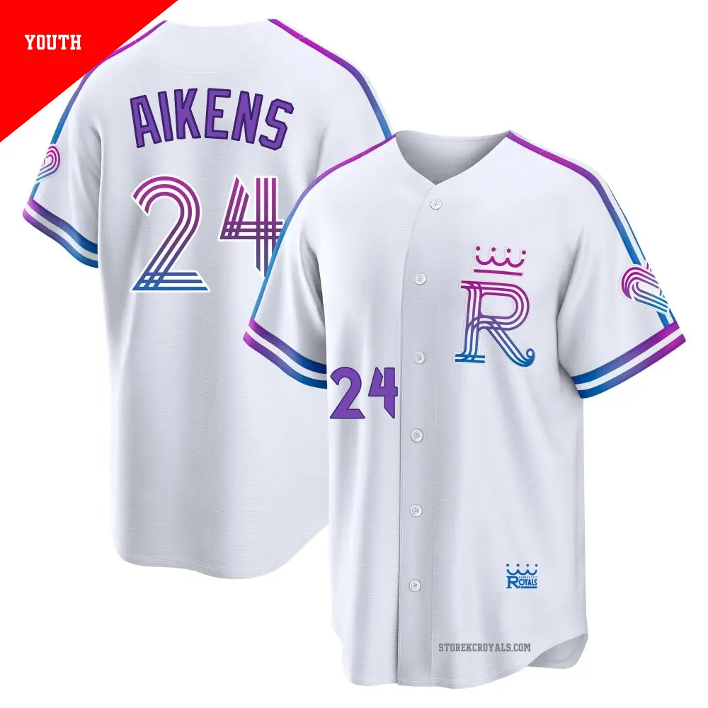 Youth ＃24 Willie Aikens Kansas City Royals White Limited 2026 City Connect Stadium Jersey