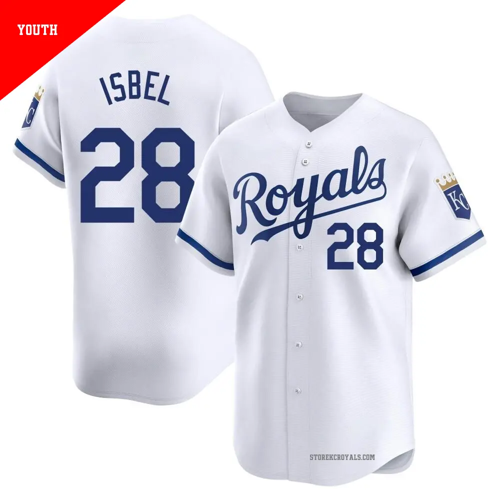 Youth ＃28 Kyle Isbel Kansas City Royals White Limited Home Jersey