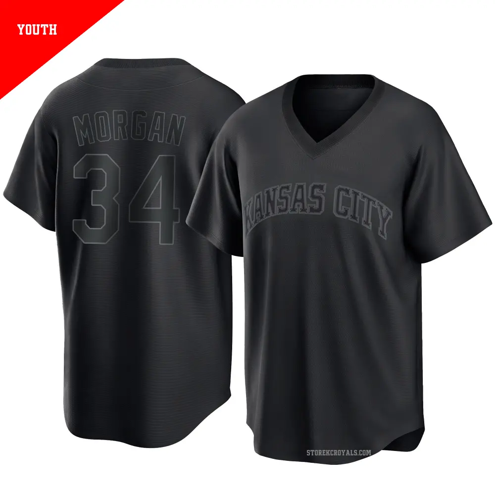 Youth ＃34 Eli Morgan Kansas City Royals Black Replica Pitch Fashion Jersey