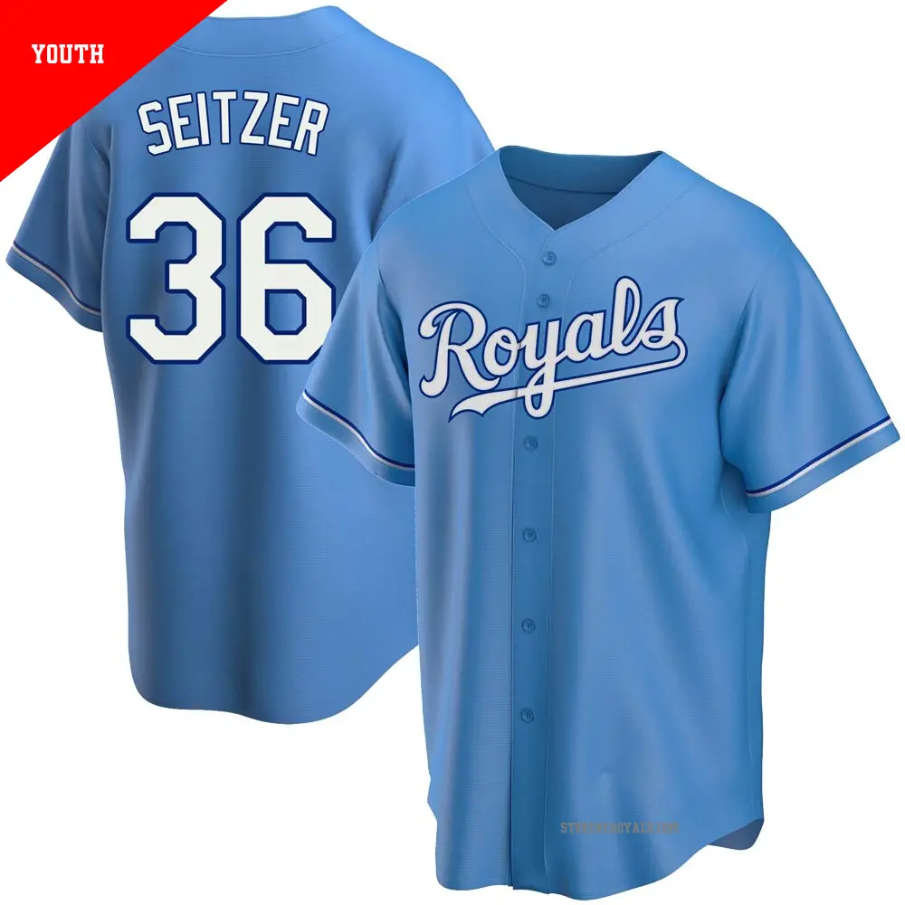 Youth ＃36 Kevin Seitzer Kansas City Royals Light Blue Replica Alternate Jersey