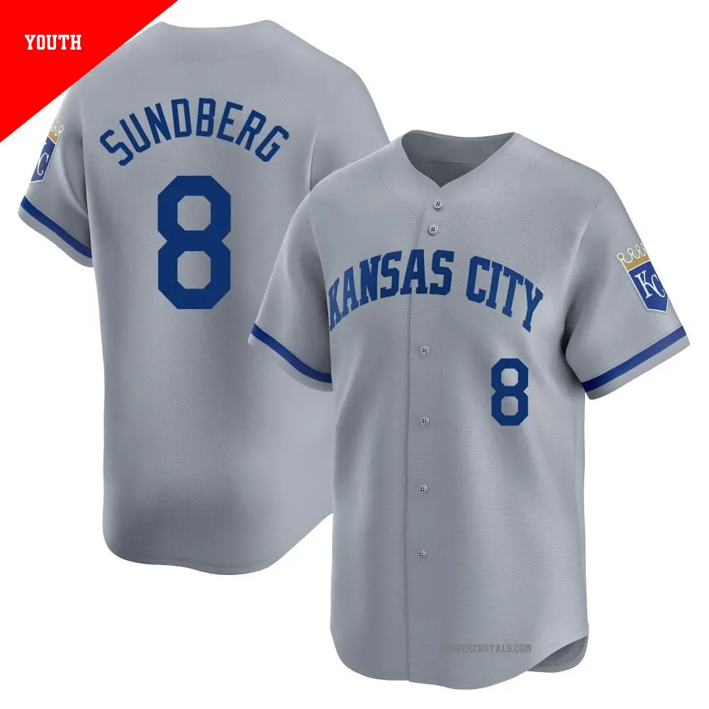 Youth ＃8 Jim Sundberg Kansas City Royals Gray Limited Away Jersey