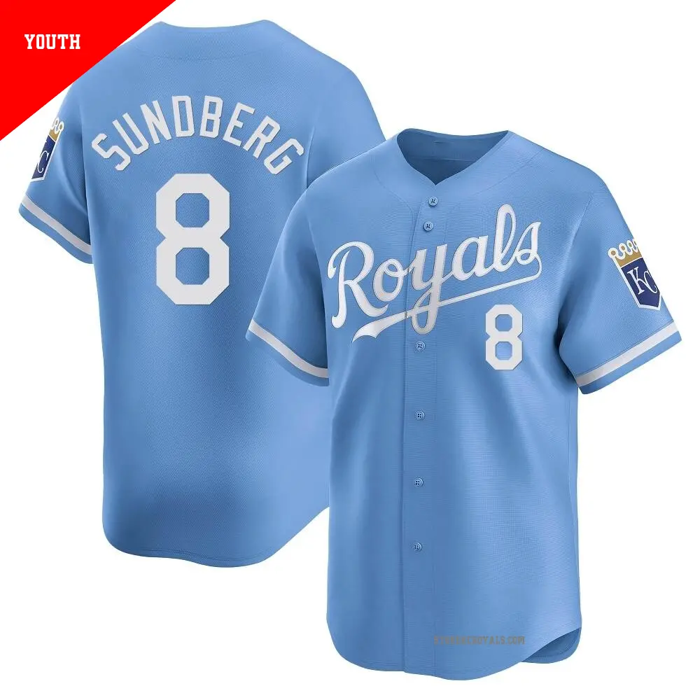 Youth ＃8 Jim Sundberg Kansas City Royals Light Blue Limited Alternate Jersey