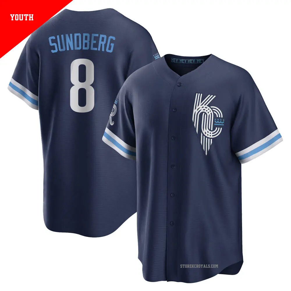 Youth ＃8 Jim Sundberg Kansas City Royals Navy Replica 2022 City Connect Jersey